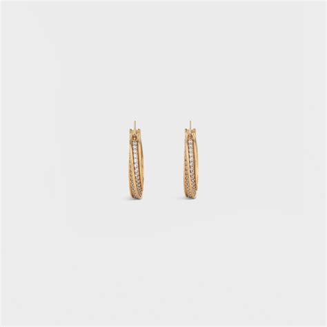 celine twisted hoops|Edwige Twisted Hoops in Brass with Gold Finish and Crystals.